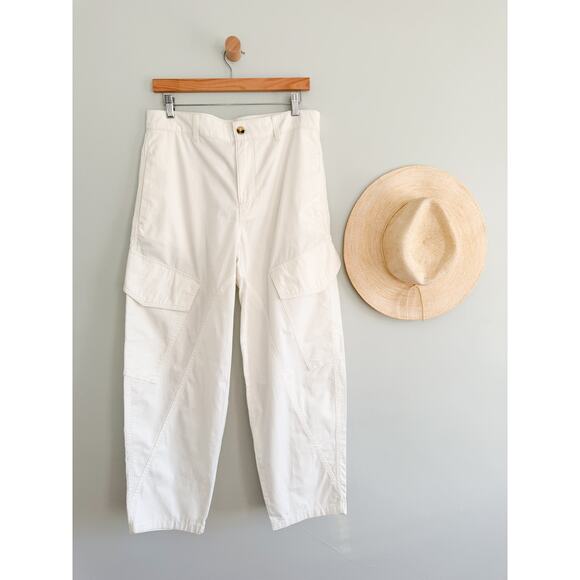 Madewell | NWT The Barrel-Leg Utility Pant in Garment-Dyed Twill in White | Sz 6 - Picture 2 of 11